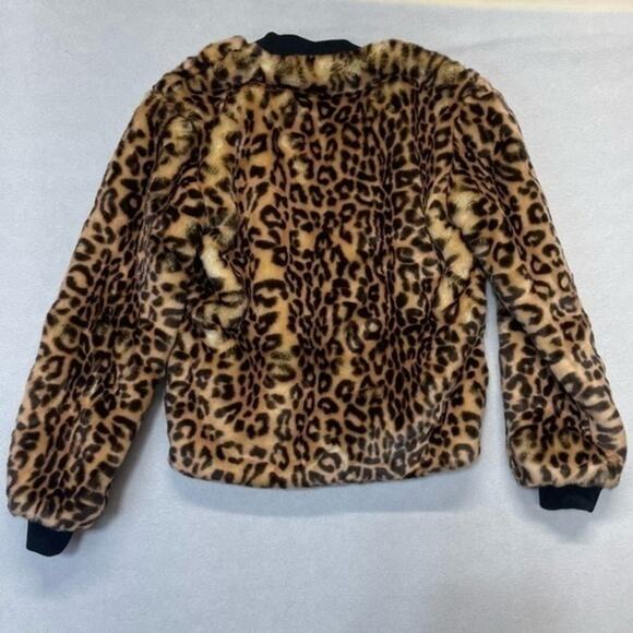 Splendid Faux Fur Jacket Leopard Print full zip cozy mob wives Women’s Size XS - Picture 11 of 15